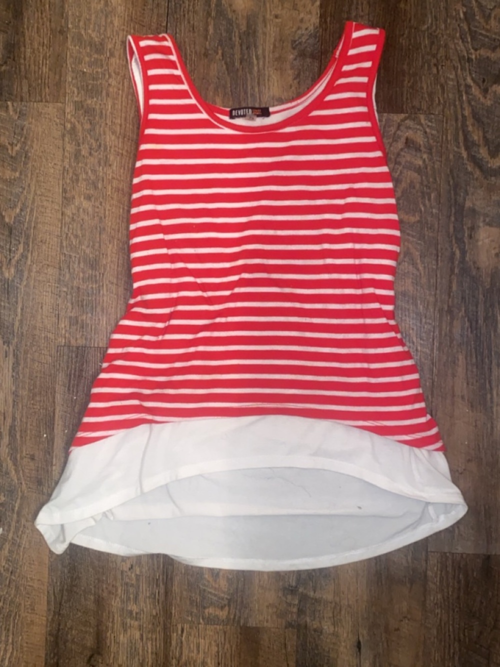Devoted Apparel Layered Tank Red & White Stripes Small Top